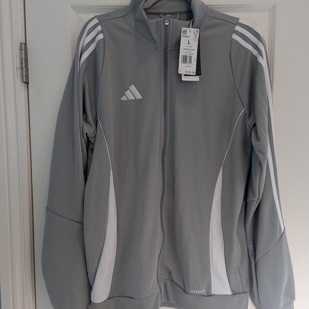 Adidas Gray and White Zip-Up Jacket